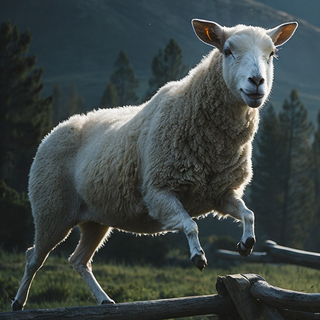 Sheep jumping over fence wallpaper