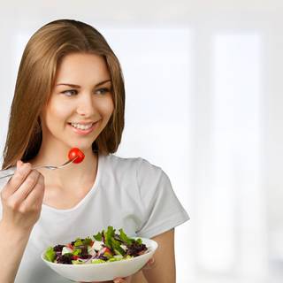 Girl with food wallpaper