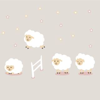 Sheep jumping over fence wallpaper