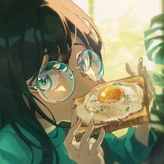 Girl with food wallpaper