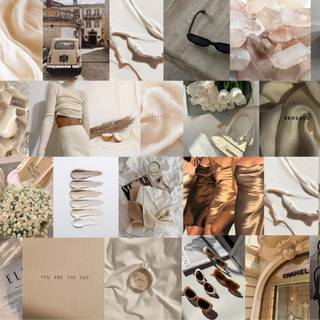 Aesthetic beige collage wallpaper