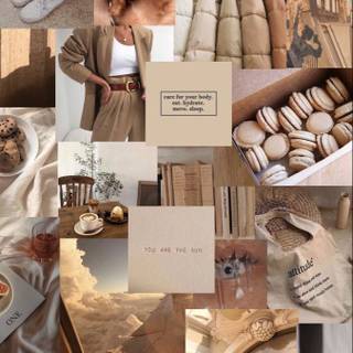 Aesthetic beige collage wallpaper