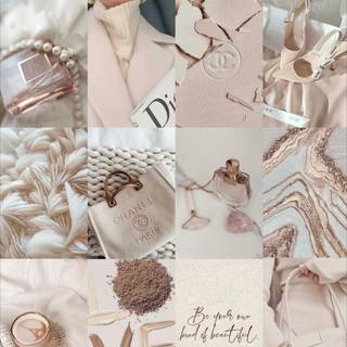 Aesthetic beige collage wallpaper