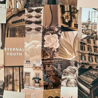 Aesthetic beige collage wallpaper