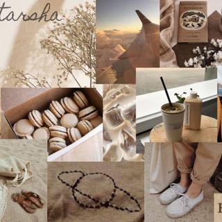 Aesthetic beige collage wallpaper