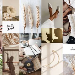 Aesthetic beige collage wallpaper