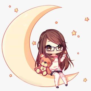 Cute anime girl moon wallpaper