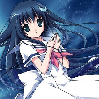 Cute anime girl moon wallpaper