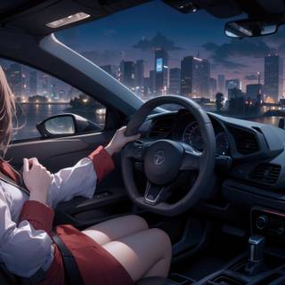 Anime girl car PC 4k wallpaper
