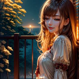 Cute anime girl moon wallpaper