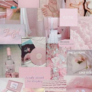 Pastel pink collage wallpaper