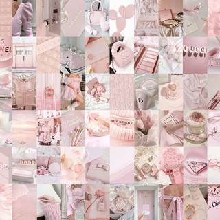 Pastel pink collage wallpaper