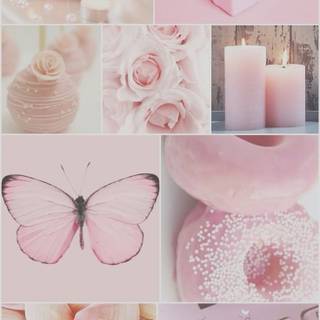 Pastel pink collage wallpaper