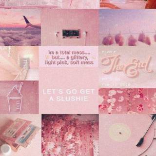 Pastel pink collage wallpaper