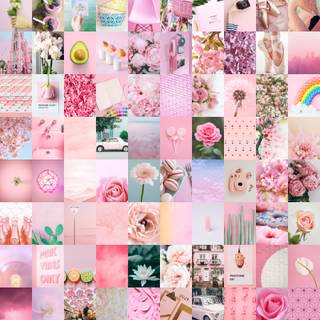 Pastel pink collage wallpaper