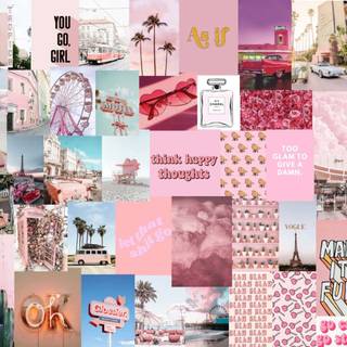 Pastel pink collage wallpaper