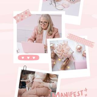 Pastel pink collage wallpaper