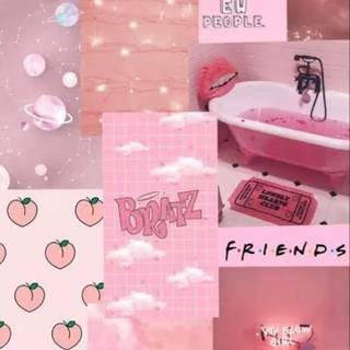 Pastel pink collage wallpaper