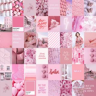 Pastel pink collage wallpaper