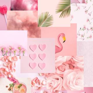 Pastel pink collage wallpaper