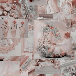 Pastel pink collage wallpaper