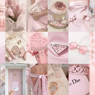 Pastel pink collage wallpaper