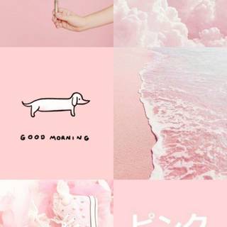 Pastel pink collage wallpaper