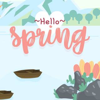 Hello spring cartoon wallpaper
