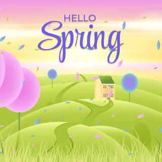 Hello spring cartoon wallpaper