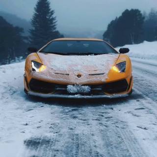 Winter Lamborghini iPhone wallpaper