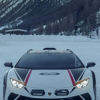 Winter Lamborghini iPhone wallpaper