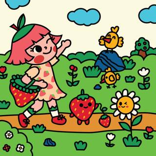 Hello spring cartoon wallpaper