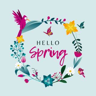 Hello spring cartoon wallpaper