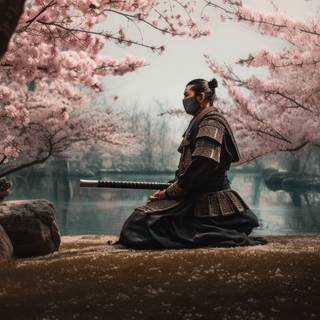 Japan samurai spring wallpaper