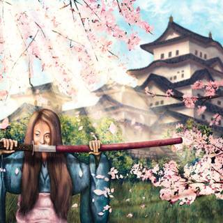 Japan samurai spring wallpaper