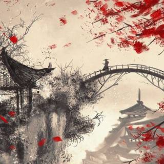 Japan samurai spring wallpaper