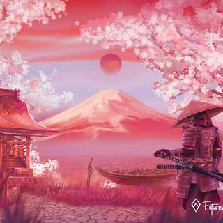 Japan samurai spring wallpaper