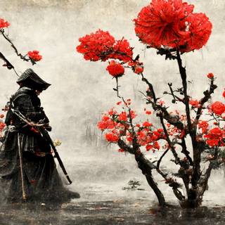 Japan samurai spring wallpaper