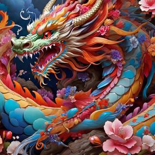 Chinese art dragon wallpaper