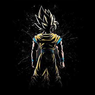 Black Goku glowing wallpaper