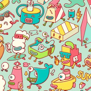 Desktop cute doodle wallpaper