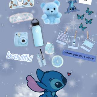Blue aesthetic Stitch wallpaper