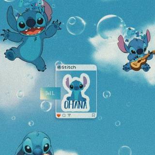 Blue aesthetic Stitch wallpaper