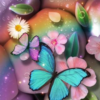 Flowers and butterflies iPhone wallpaper