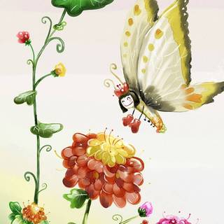 Flowers and butterflies iPhone wallpaper
