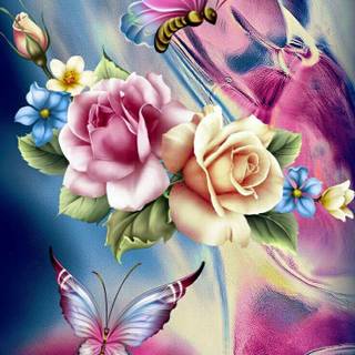 Flowers and butterflies iPhone wallpaper