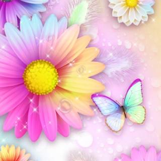 Flowers and butterflies iPhone wallpaper