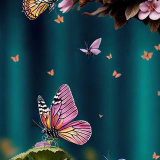 Flowers and butterflies iPhone wallpaper
