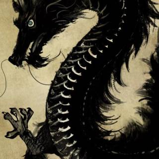 Black Chinese dragons wallpaper