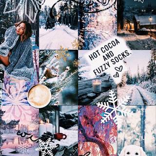 January winter collage wallpaper